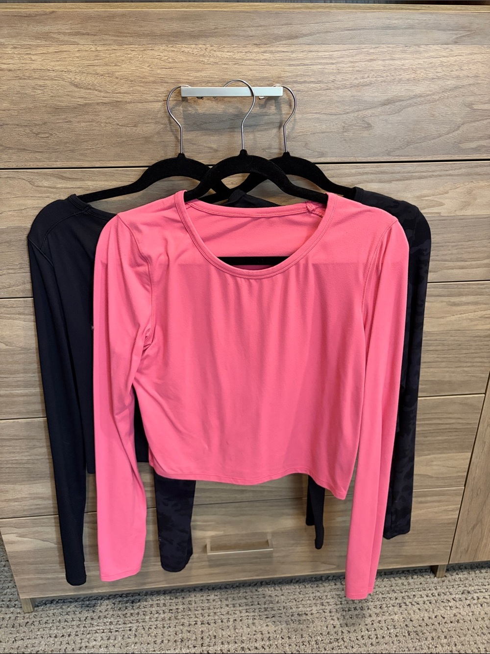 Set of THREE - Women's Long-Sleeve Crop Top